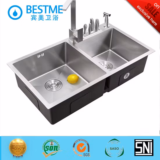 Handmade Stainless Steel Kitchen Sink 304 Double Bowl Sink 7843