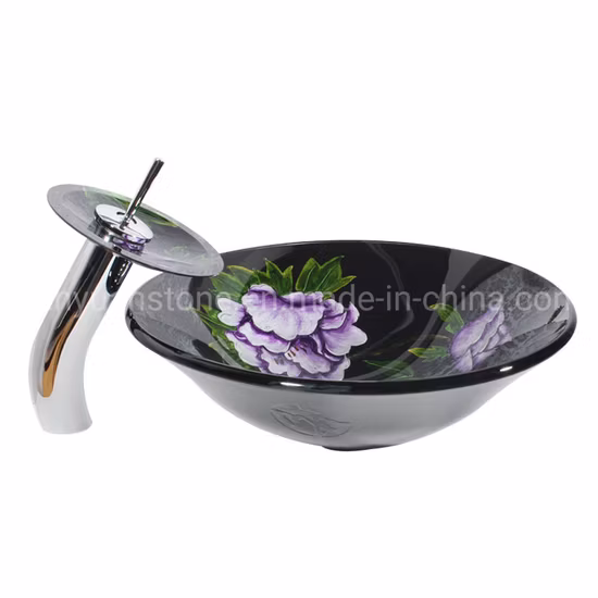 Hotel Sanitary Bathroom Shop Counter Design Table Top Glass Vessel Sink